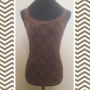 Hanky Panky brown lace cami tank Sz M